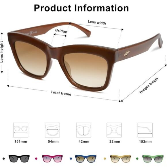 Cat Eye Polarized Sunglasses for Women Retro Trendy Bold Rectangular Sunnies